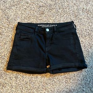 Black American Eagle Midi Jean Shorts